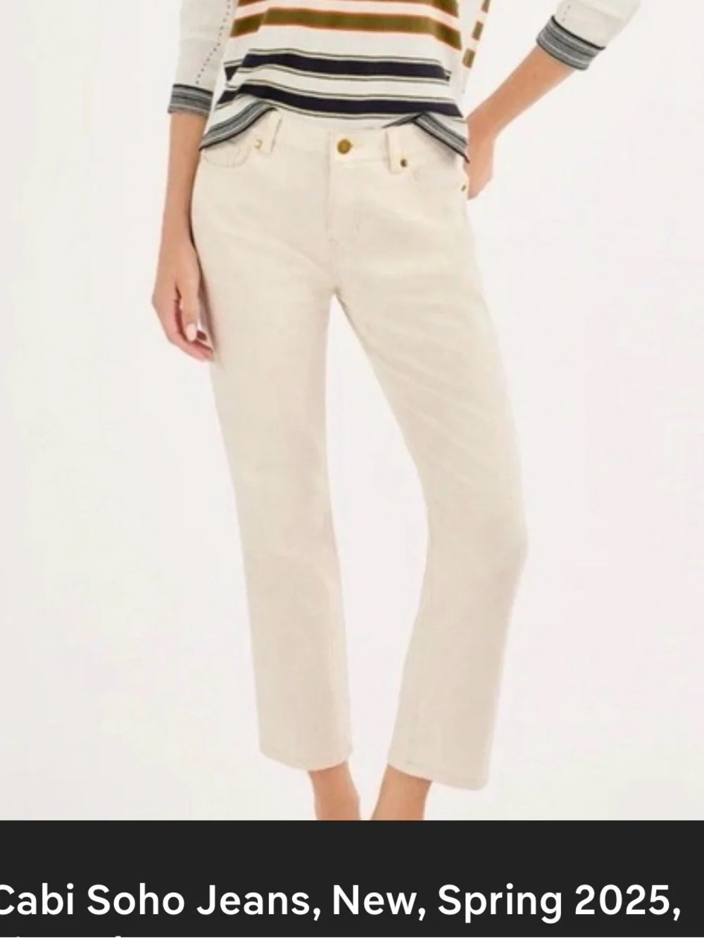 CAbi Soho Cropped Jeans in Cream - Picture 1 of 8
